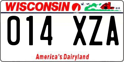 WI license plate 014XZA