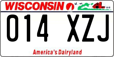 WI license plate 014XZJ