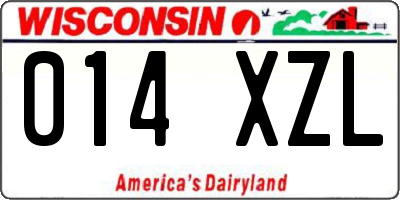WI license plate 014XZL