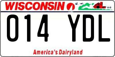 WI license plate 014YDL