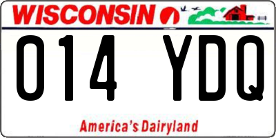WI license plate 014YDQ