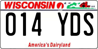 WI license plate 014YDS