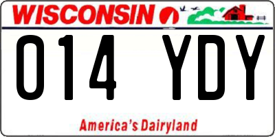 WI license plate 014YDY