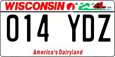 WI license plate 014YDZ