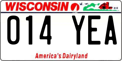 WI license plate 014YEA