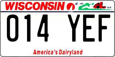 WI license plate 014YEF