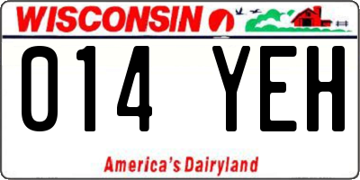 WI license plate 014YEH