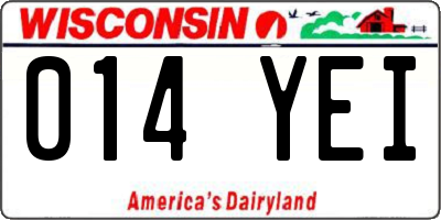 WI license plate 014YEI