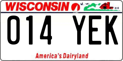 WI license plate 014YEK