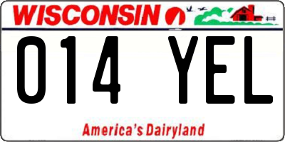 WI license plate 014YEL