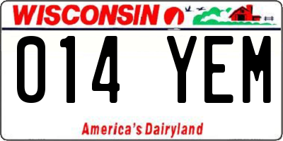WI license plate 014YEM