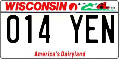 WI license plate 014YEN