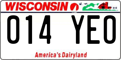 WI license plate 014YEO
