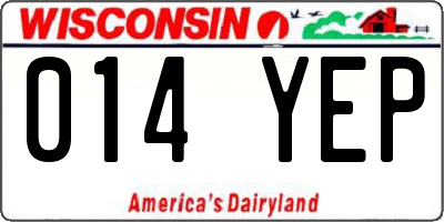 WI license plate 014YEP