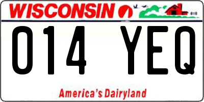 WI license plate 014YEQ