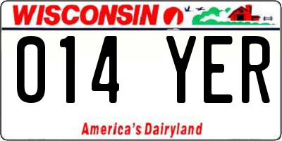 WI license plate 014YER