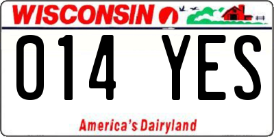WI license plate 014YES