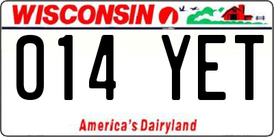 WI license plate 014YET