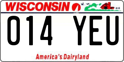 WI license plate 014YEU