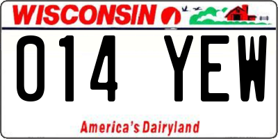 WI license plate 014YEW