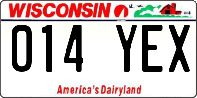 WI license plate 014YEX