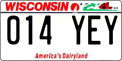 WI license plate 014YEY