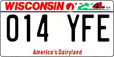 WI license plate 014YFE