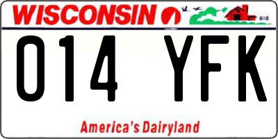 WI license plate 014YFK