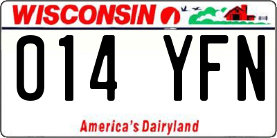 WI license plate 014YFN
