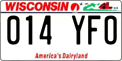 WI license plate 014YFO