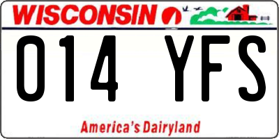 WI license plate 014YFS