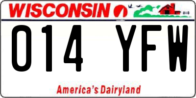 WI license plate 014YFW