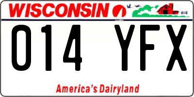 WI license plate 014YFX