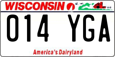 WI license plate 014YGA