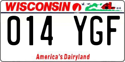 WI license plate 014YGF