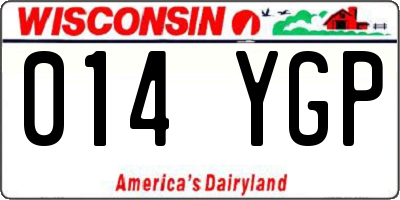 WI license plate 014YGP