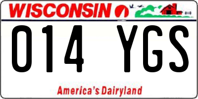 WI license plate 014YGS