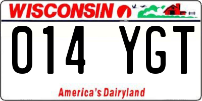WI license plate 014YGT