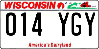 WI license plate 014YGY