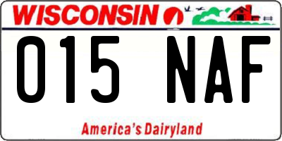 WI license plate 015NAF