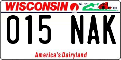 WI license plate 015NAK