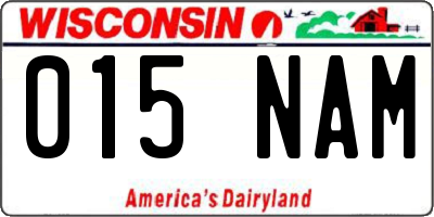 WI license plate 015NAM