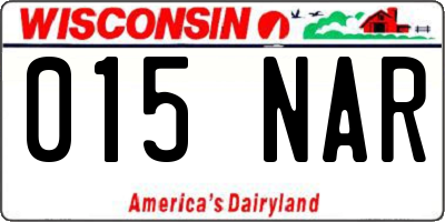 WI license plate 015NAR