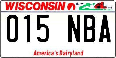 WI license plate 015NBA