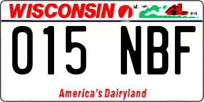 WI license plate 015NBF