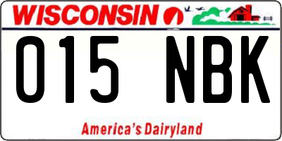 WI license plate 015NBK