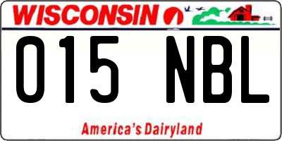 WI license plate 015NBL