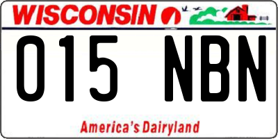 WI license plate 015NBN