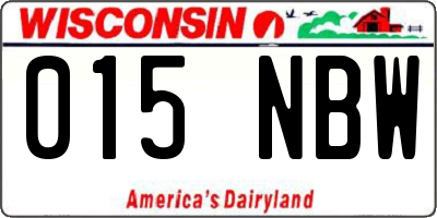 WI license plate 015NBW