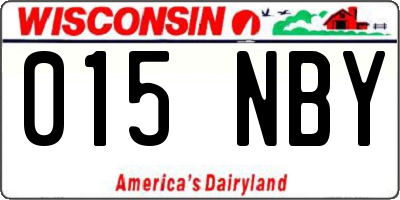 WI license plate 015NBY